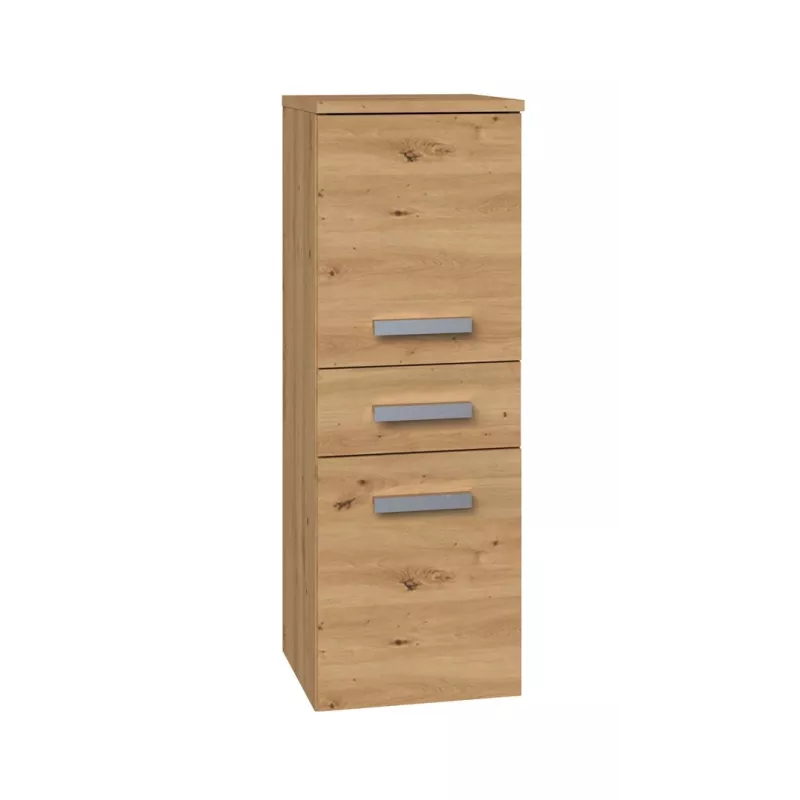Laisvai pastatoma vonios spinta Top e Shop NEL V DDS ARTISAN, ąžuolo spalvos rėmas, 3 lentynos, 300×300×850 mm