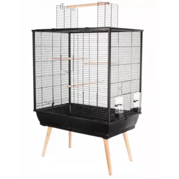Paukščių narvas ZOLUX Neo Jili H80 Black – metalinis/plastikinis 78×48×81 cm su 2 stalčiais