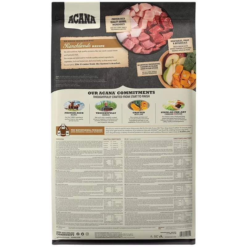 ACANA Highest Protein Ranchlands - sausas šunų ėdalas - 11,4 kg