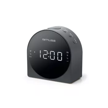 Žadintuvas radijas Muse M-185 CR – FM/MW, 0,9 col. LED ekranas, AC 230V su AAA baterijų atsarginiu maitinimu, juodas