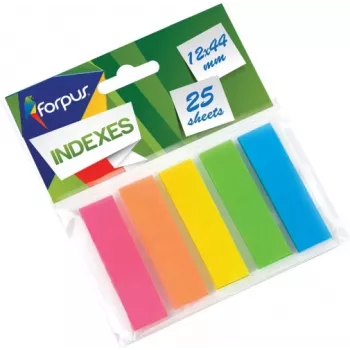 Paper-index Forpus, 12x44 mm, Assorti, Plastmasiniai (5x25)