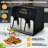 Karšto oro gruzdintuvė ProfiCook PC-FR 1287 H — dviguba 8 l, 2200 W, jutiklinis LED, juoda/nerūdijantis plienas