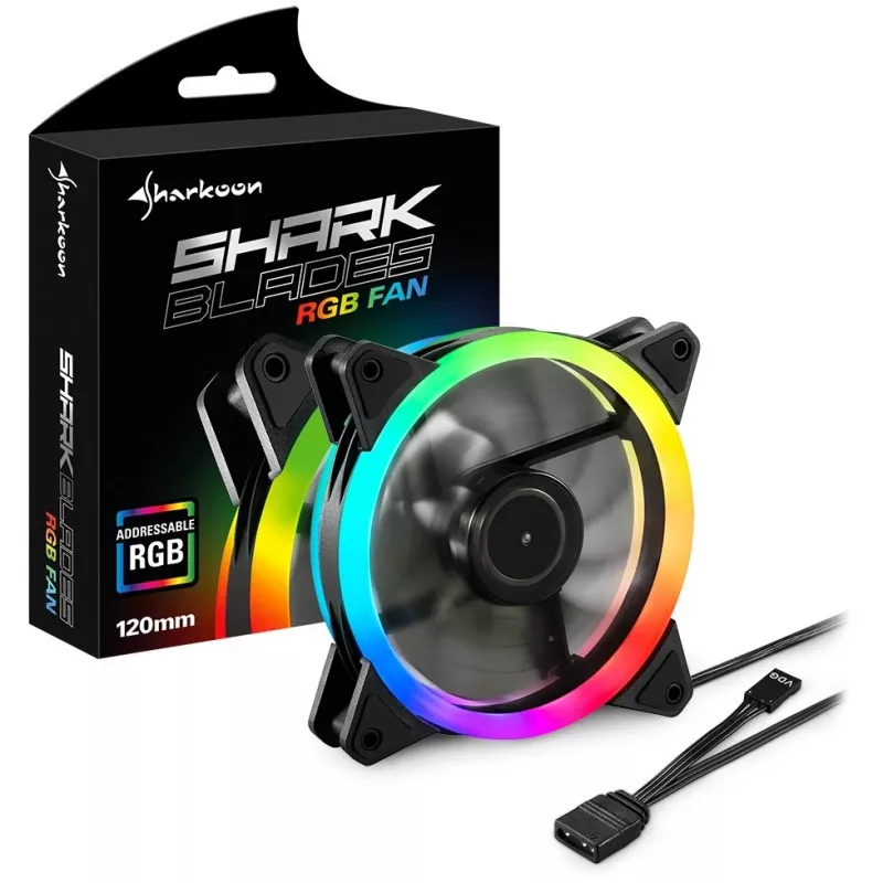 Ventiliatorius korpusui SHARKOON SHARK Blades 120mm ARGB - Juodas