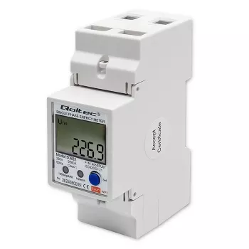 Qoltec 50882 Vienfazis elektroninis energijos suvartojimo skaitiklis ant DIN bėgelio | Wi-Fi | TUYA | 230V | LCD