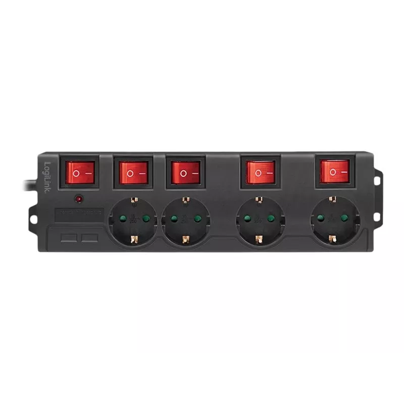 Prailginimo laidas LogiLink LPS251 1,5 m 4 AC lizdai vidaus juodas