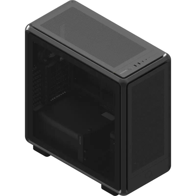 PC korpusas Midi Tower Cooler Master MasterFrame 600 Mesh — juodas, ATX/EATX, 2x200 mm priekiniai ventiliatoriai, priekinės/šoninės ventiliatorių laikikliai, 2x3.5 colio + 3x2.5 colio diskų vietos