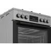 Laisvai pastatoma dujinė-elektrinė viryklė BEKO FBM62330GXTN 60 cm, 4 dujiniai degikliai, 72 L elektrinė orkaitė, energijos klasė A