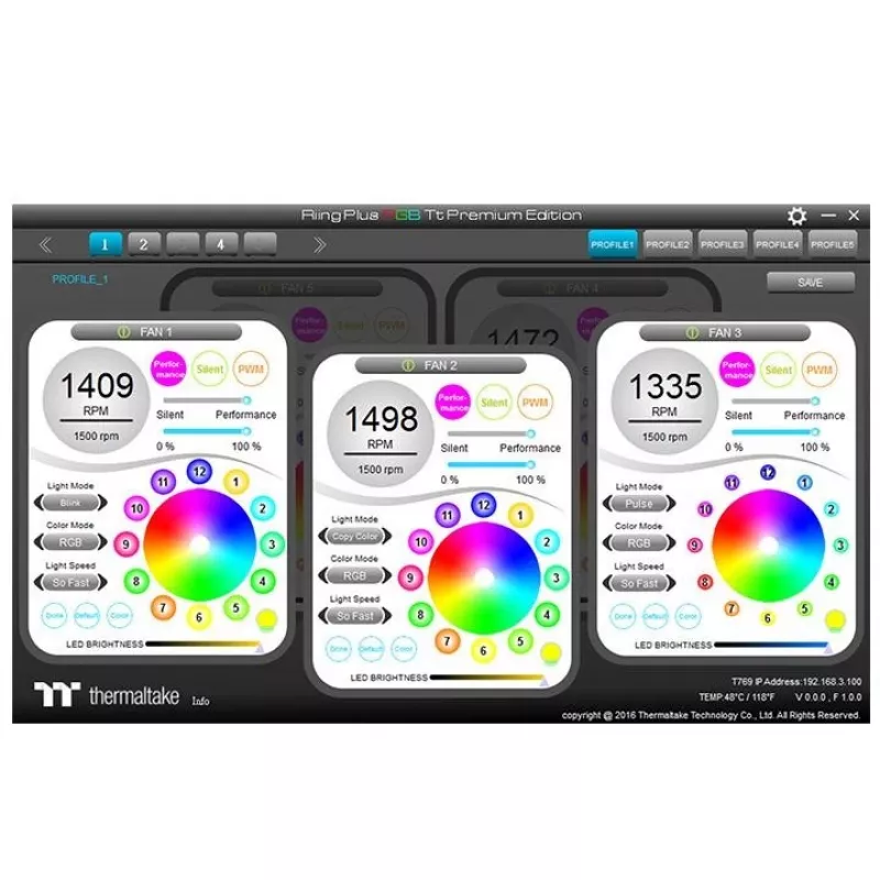 Thermaltake Riing 12 RGB Plus TT Premium Edition 5 komplektas 120 mm ARGB korpuso ventiliatoriai