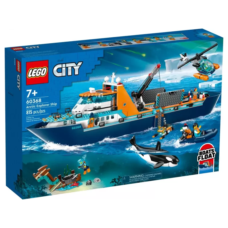 Konstruktorius LEGO City Arktinis tyrinėjimų laivas 60368 — 815 dalių, 7+ metai, 4 minifigūrėlės