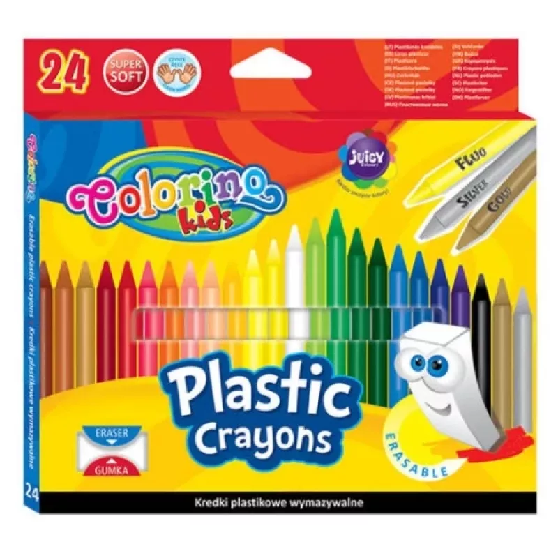 Colorino Kids Ištrinami Plastikiniai Pieštukai 24 spalvos