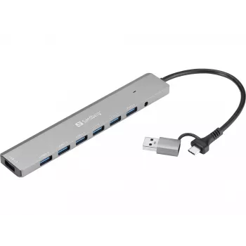 USB mazgas SANDBERG 136-66 — 7x USB 3.0 prievadai, išorinis maitinimas