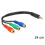 Garso kabelis DeLOCK 62499 0.24 m 3,5 mm – 3 x RCA juodas