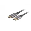 LANBERG DisplayPort (vyriškas) – HDMI (vyriškas) kabelis 1 m, 4K, juodas ir sidabrinis