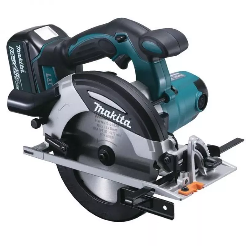 Makita DHS630RTJ nešiojamasis diskinis pjūklas 16,5 cm Juoda, Mėlyna, Pilka 3100 aps./min.