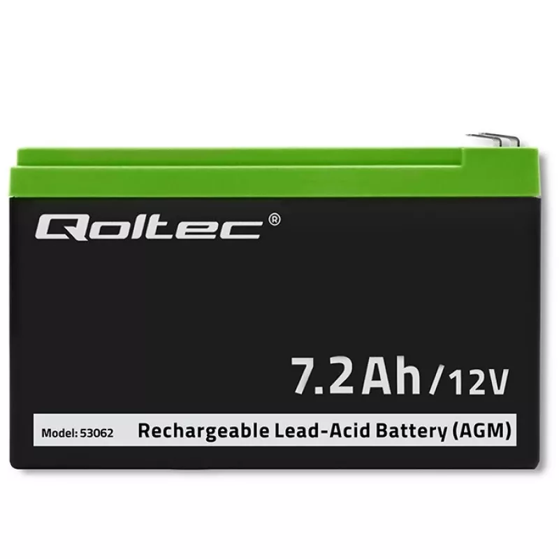 Qoltec 53062 AGM akumuliatorius | 12V | 7,2 Ah | max 108A