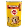 Šlapias šunų ėdalas Pedigree Beef Adult 400 g skardinėje — jautienos skonis, 7,2 % baltymų, 3,8 % riebalų, 82,5 % drėgmės
