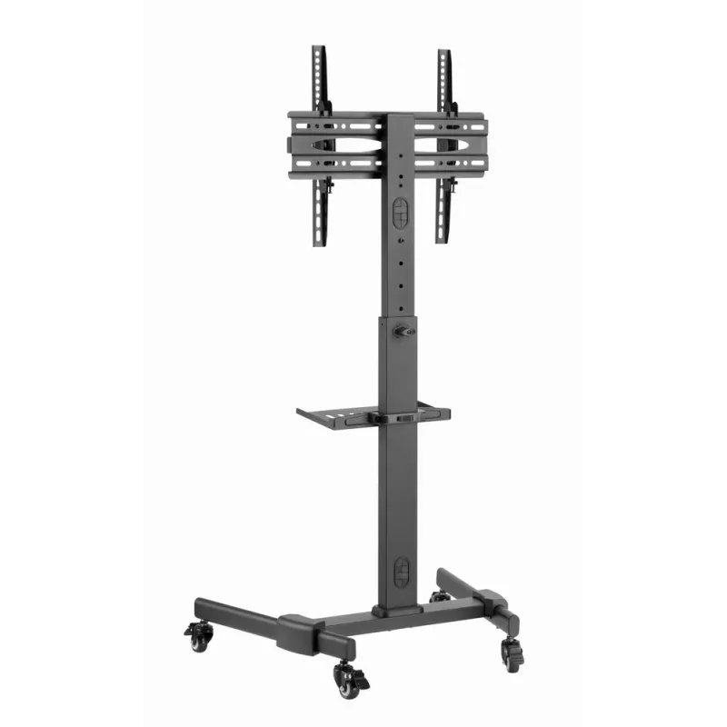 TV stovas GEMBIRD TVS-55T-01, 32–55 col., plieninis, reguliuojamas aukštis, VESA 100x100–400x400, pakreipimas, ratukai, max 35 kg