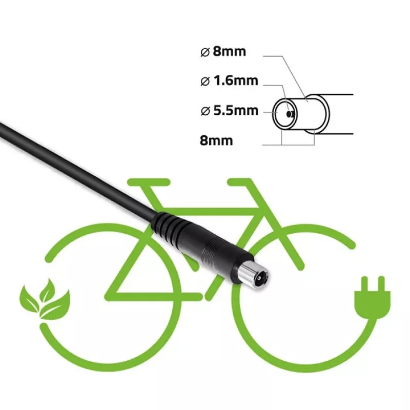 Qoltec greitasis įkroviklis XIAOMI 36V elektriniam paspirtukui / dviračiui | 42V | 2A | 8,0*8,0mm+pin | vandeniui atsparus + maitinimo laidas