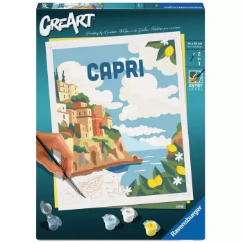 Ravensburger CreArt Capri – spalvinimo pagal skaičius rinkinys su akriliniais dažais