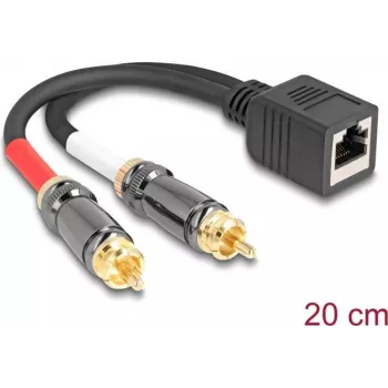 DeLOCK garso kabelis 0,2 m RJ-45 2 x RCA juodas