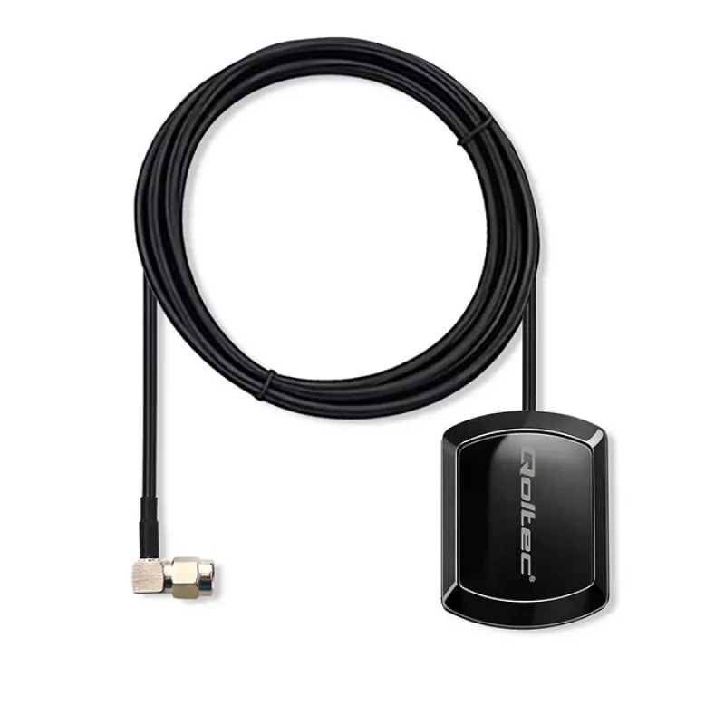Išorinė GPS/GLONASS antena QOLTEC 28 dBi 50 W su SMA stačiakampiu jungtimi