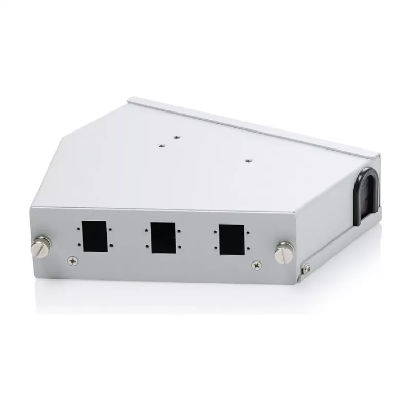 DIN bėgelio šviesolaidžių suvirinimo skirstytuvas DIGITUS DN-96894 — kampuotas, 6 SC SX / LC DX, aliuminis, pilkas