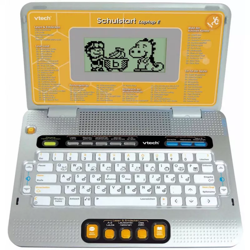 Vaikiškas mokomasis nešiojamas kompiuteris VTech Laptop E su dėklu (geltona/pilka)