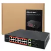 Tinklo jungiklis QOLTEC 52292 – Gigabit Ethernet PoE, 16x RJ45, 2x RJ45 uplink, 2x SFP
