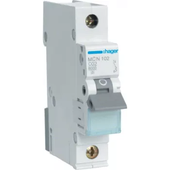 Automatinis jungiklis Hager MCN102, 2 A, C charakteristika, 1 modulis