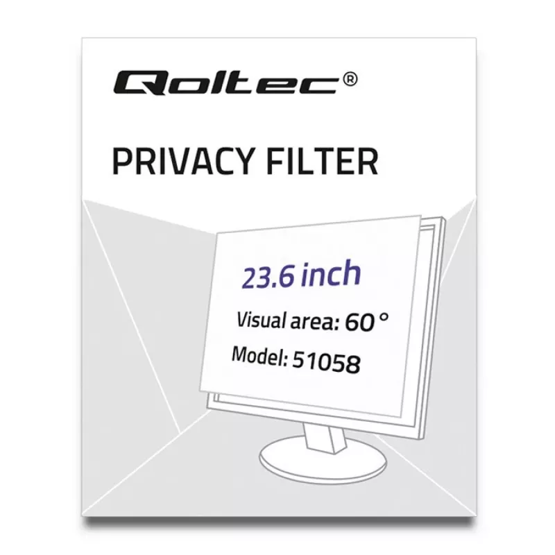 Privatumo filtras monitoriui Qoltec 51058 59,9 cm (23,6 colio)