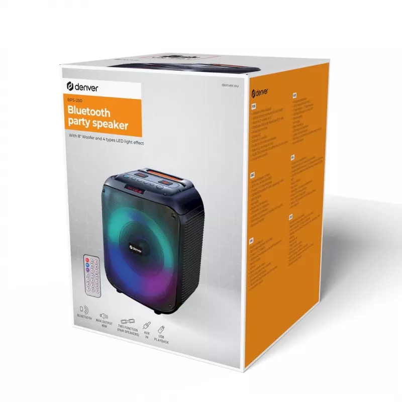 Nešiojamas stereo garsiakalbis Denver BPS-250 juodas
