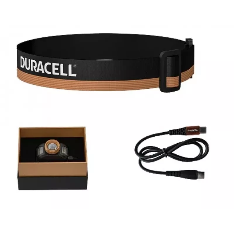 Priekinė lemputė Duracell DH1500R — juoda/oranžinė, įkraunamas laisvų rankų apšvietimas