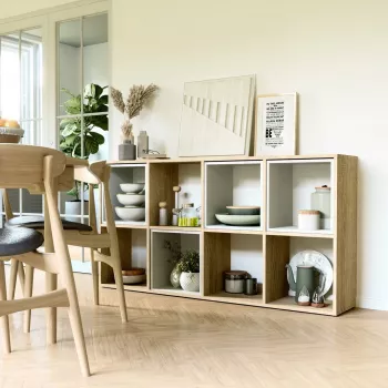 Knygų lentyna Top e shop MALAX 2X4 SONOMA, Sonoma ąžuolas, 8 lentynos, 1470×300×750 mm