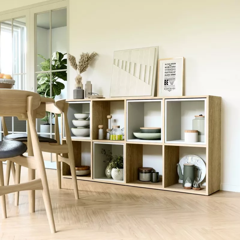 Knygų lentyna Top e shop MALAX 2X4 SONOMA, Sonoma ąžuolas, 8 lentynos, 1470×300×750 mm