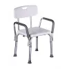 Kėdė dušui ActionMed KP300AM su atlošu ir porankiais, polipropilenas, reguliuojamas aukštis 43–56 cm, sėdynė 40×33 cm, max svoris 110 kg