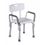 Kėdė dušui ActionMed KP300AM su atlošu ir porankiais, polipropilenas, reguliuojamas aukštis 43–56 cm, sėdynė 40×33 cm, max svoris 110 kg