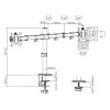 Monitor laikiklis Gembird MA-D2-01 dviem ekranams iki 32 colių, VESA 75x75–100x100, spaustuvas, 18 kg, juodas
