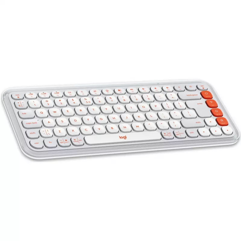 Logitech POP Icon Keys - belaidė klaviatūra - Bluetooth LE - QWERTY - US International - Off White, oranžinė (920-013072)