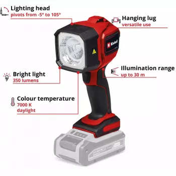 Power X-Change belaidis šviestuvas TC-CL 18/350 Li - Solo, 18V, LED šviestuvas be akumuliatoriaus ir įkroviklio