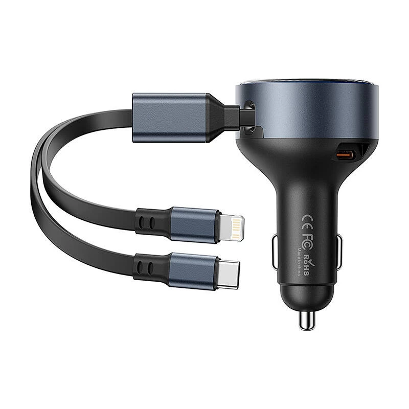 Automobilinis kroviklis Vention FFOB0 30W su USB‑C į Lightning kabeliu, 30 W išėjimas iPhone įkrovimui