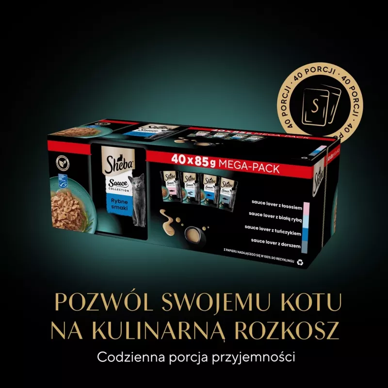SHEBA Sauce Collection Fish flavors collection - šlapias kačių ėdalas - 40x85 g