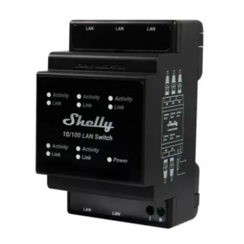 Valdomas tinklo jungiklis Shelly LAN Switch juodas AC 110-240V 1W