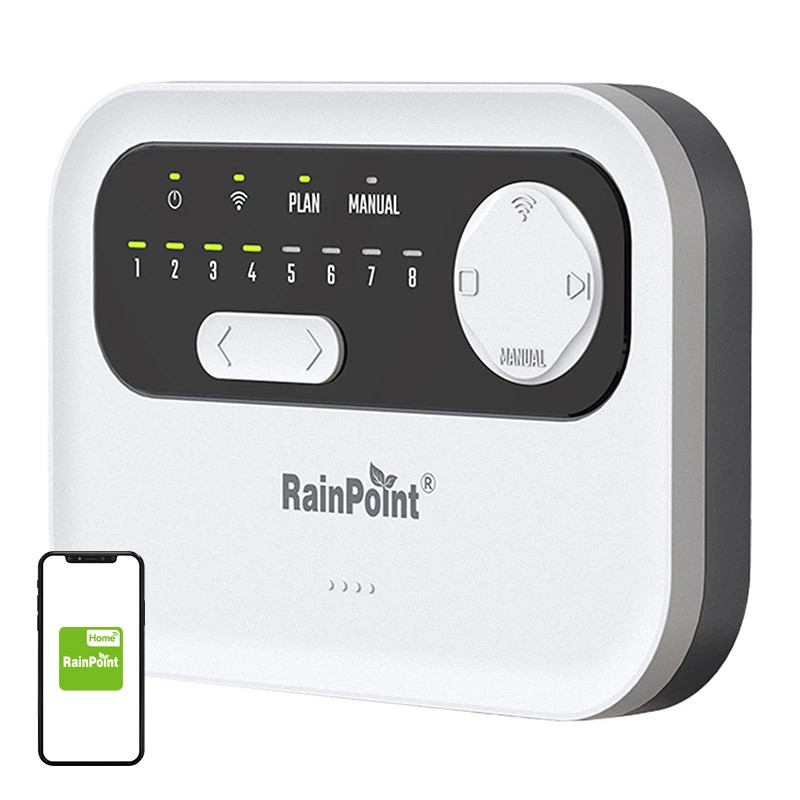 Laistymo valdiklis RainPoint HIC801W WiFi — 8 zonų laistymo laikmatis su Wi-Fi ryšiu