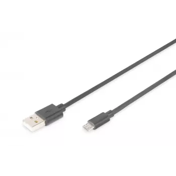 USB 2.0 kabelis Assmann tipo A – micro B, vyriški lizdai, 1,0 m, juodas (AK-300110-010-S)