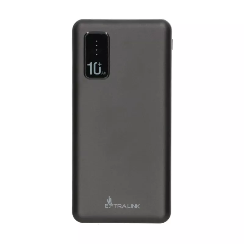 Power bank Extralink EPB-098B 10000 mAh, LiPo, 2× USB-A + 1× USB-C, juoda