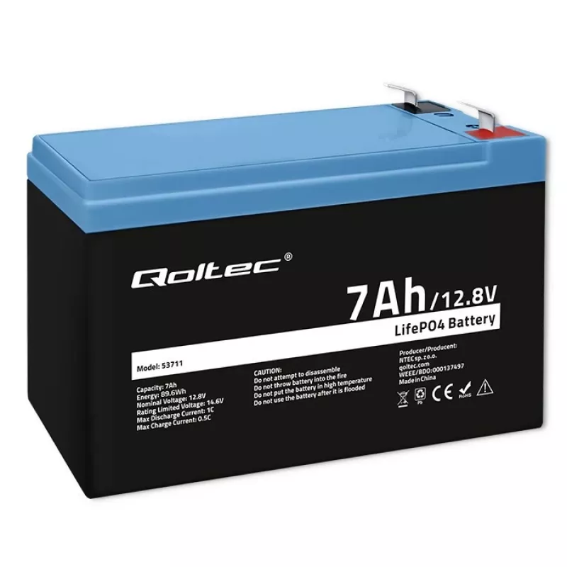 LiFePO4 akumuliatorius 12,8V 7Ah, 89,6Wh su BMS