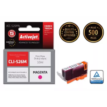 Kasetė ActiveJet ACC-526MN suderinama su Canon, purpurinė, dažų rašalas, 10 ml, didelės (XL) talpos, vienetinis paketas