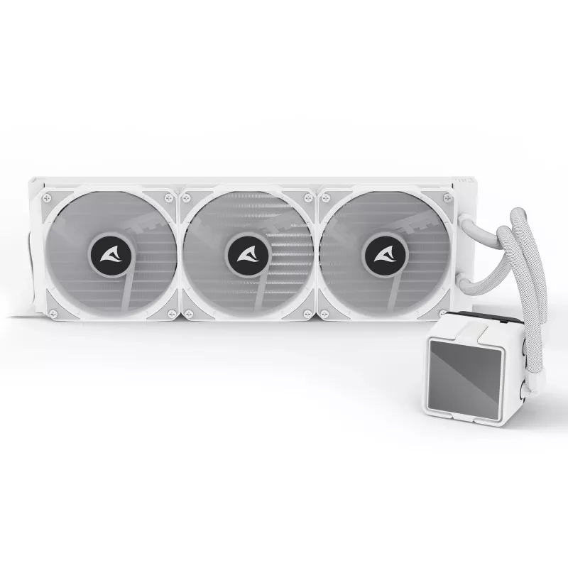 Vandens aušintuvas CPU Sharkoon S100 ARGB baltas – 360 mm radiatorius, Infinity-Mirror efektas