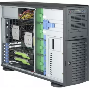 Super Micro Supermicro SC743 AC-1K26B-SQ - Bokštinis korpusas - 4U - Extended ATX - SAS - karšto keitimo - 1200 W - juodas - USB (CSE-743AC-1K26B-SQ)