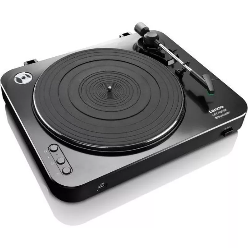 Pavarų diržu varomas vinilo grotuvas Lenco LBT-120BK juodas pusiau automatinis
